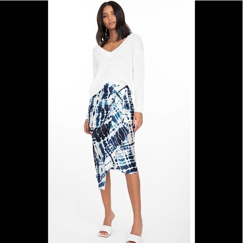 Generation Love Blue and White Tie Dye Midi Skirt NWT